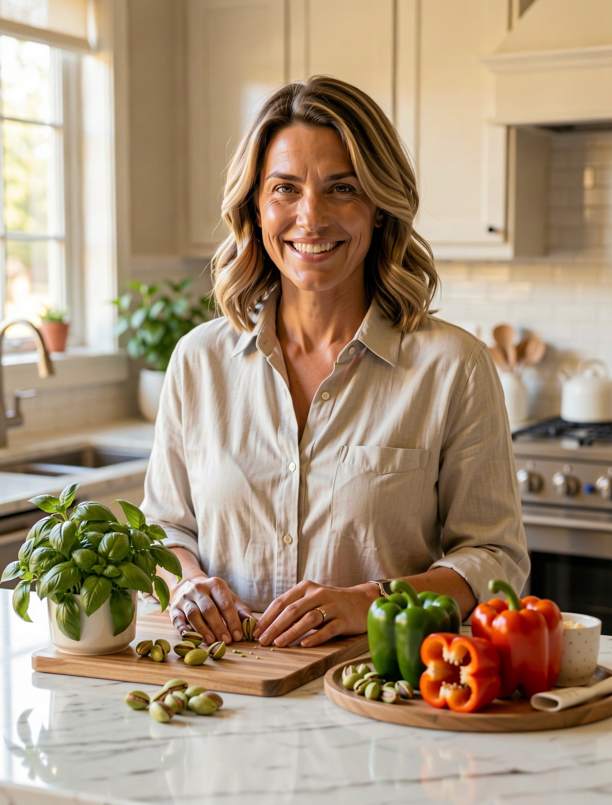 Експерт по балансирано хранене в светла кухня